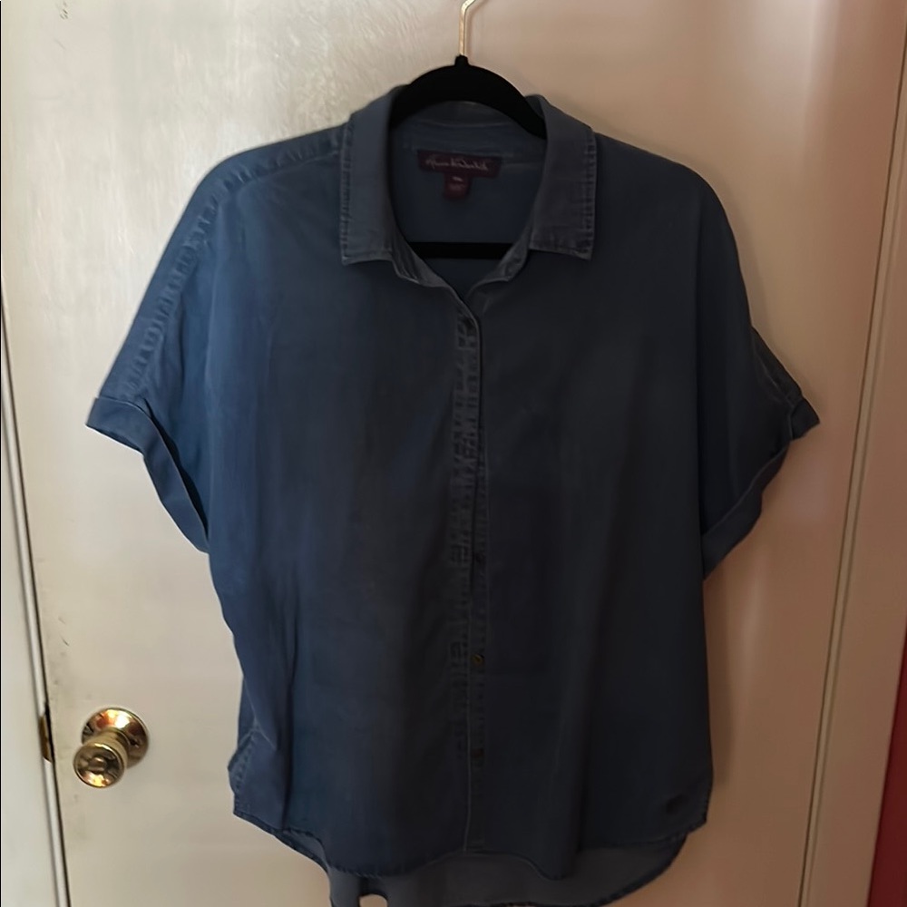 Gloria Vanderbilt Blue Casual Button Down Shirt